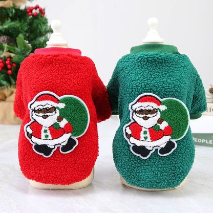 Dogbaby Dog Clothes Fleece Small Breed Christmas Tree 21 Santa Claus Gift Fleece-Red