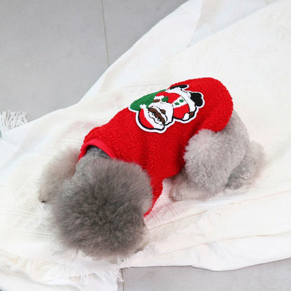Dogbaby Dog Clothes Fleece Small Breed Christmas Tree 21 Santa Claus Gift Fleece-Red L