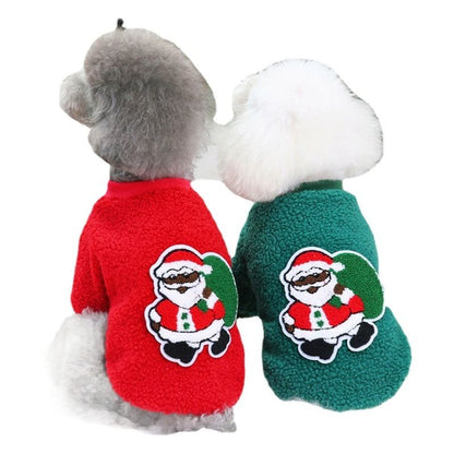 Dogbaby Dog Clothes Fleece Small Breed Christmas Tree 21 Santa Gift Sweater-Green XL