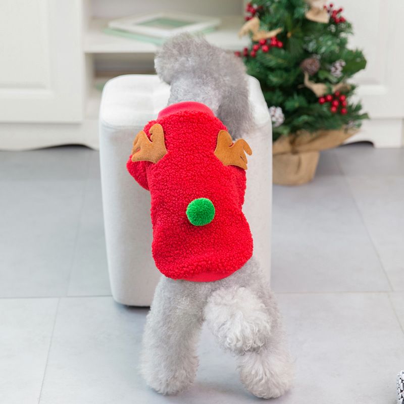Dogbaby Dog Clothes Fleece Small Breed Christmas Tree 21 Christmas Fawn Legs Velvet-Red M