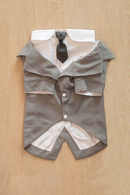 Pet Suit Dog Tuxedo Wedding little tail Polyester Light gray 3XL