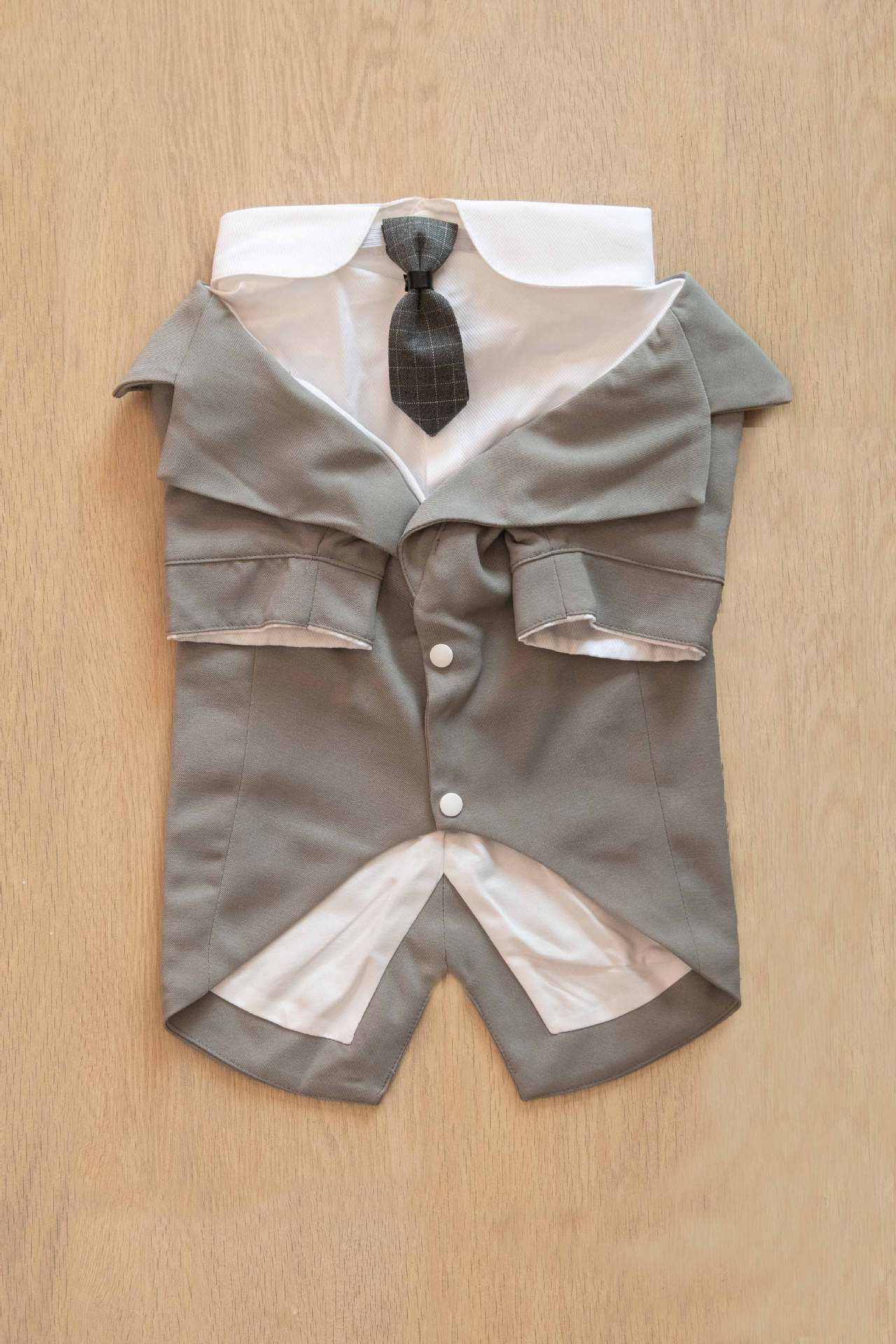 Pet Suit Dog Tuxedo Wedding little tail Polyester Light gray 4XL