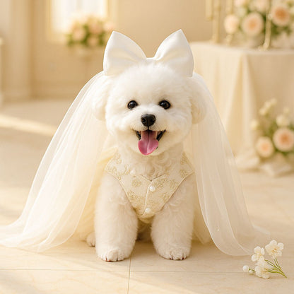 PETCIRCLE Pet Dog Cat Polyester Gauze Skirt Dress Starlight Wedding Dress XS-about 1.00 kg-1.50 kg