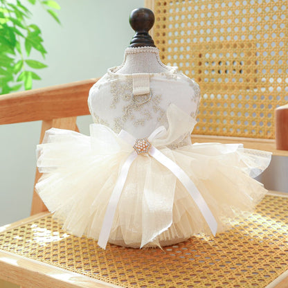 PETCIRCLE Pet Dog Cat Polyester Gauze Skirt Dress Starlight Wedding Dress S-about 2.00 kg-3.00 kg