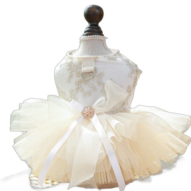 PETCIRCLE Pet Dog Cat Polyester Gauze Skirt Dress Starlight Wedding Dress M-about 3.50 kg-4.00 kg