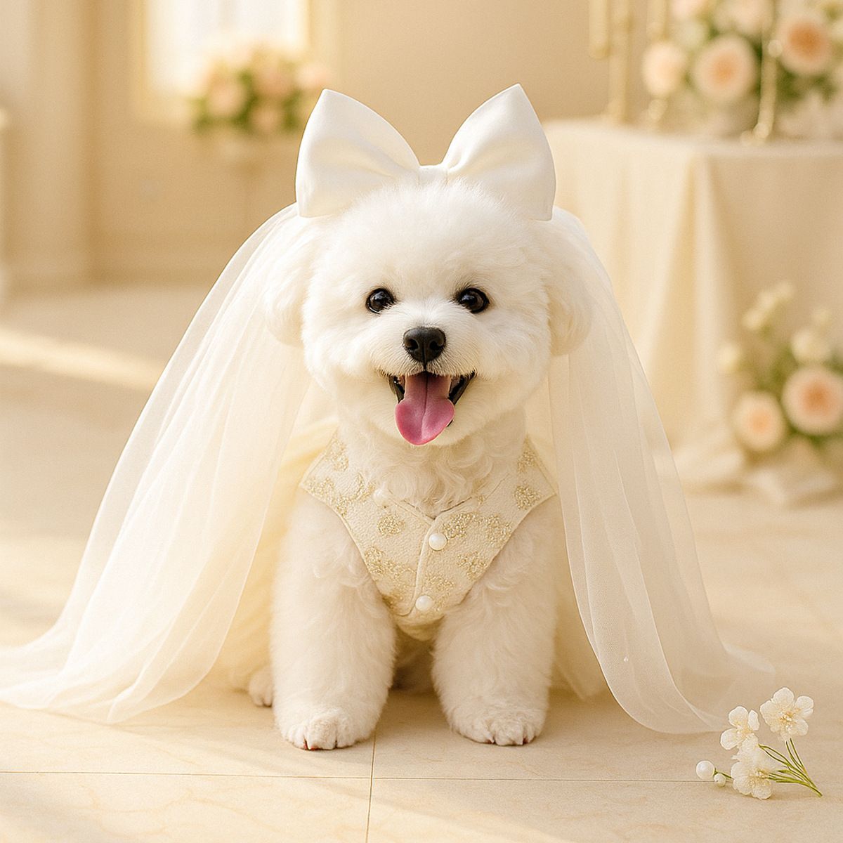 PETCIRCLE Pet Dog Cat Polyester Gauze Skirt Dress Starlight Wedding Dress XL-about 7.00 kg-9.00 kg