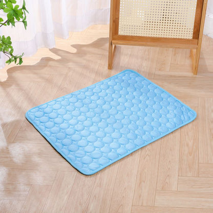 Jun Zhe Pet Ice Silk Cooling Mat for Dogs Ice silk pad blue M(62*50cm) about 140g