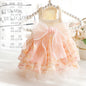 Accope Pet Dress Cotton Princess Style Summer Double-layer embroidery flesh pink L