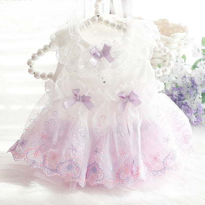 Accope Pet Dress Cotton Princess Style Summer Light pink