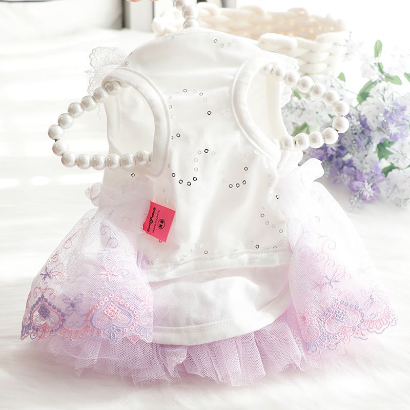 Accope Pet Dress Cotton Princess Style Summer Light pink M