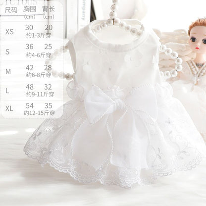 Accope Pet Dress Cotton Princess Style Summer White flowers M