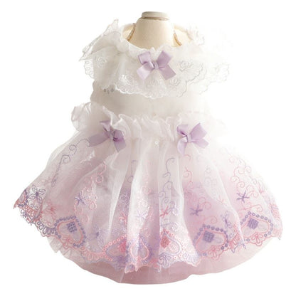 Accope Pet Dress Cotton Princess Style Summer White flowers