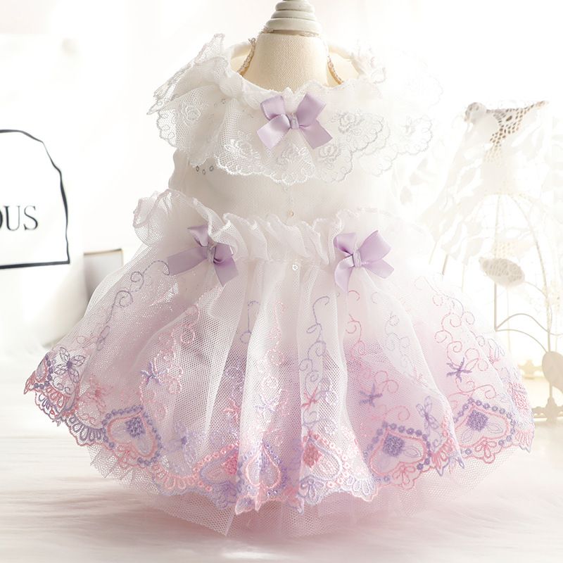 Accope Pet Dress Cotton Princess Style Summer White flowers