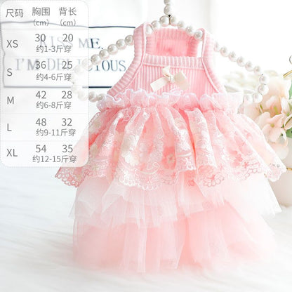Accope Pet Dress Cotton Princess Style Summer Orange pink L