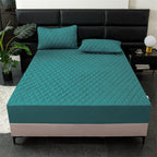 Waterproof Quilted Fitted Sheet Solid Color Toddler Dark green 2.0*2.2m single fitted sheet