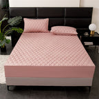 Waterproof Quilted Fitted Sheet Solid Color Toddler Dark green 2.0*2.2m single fitted sheet