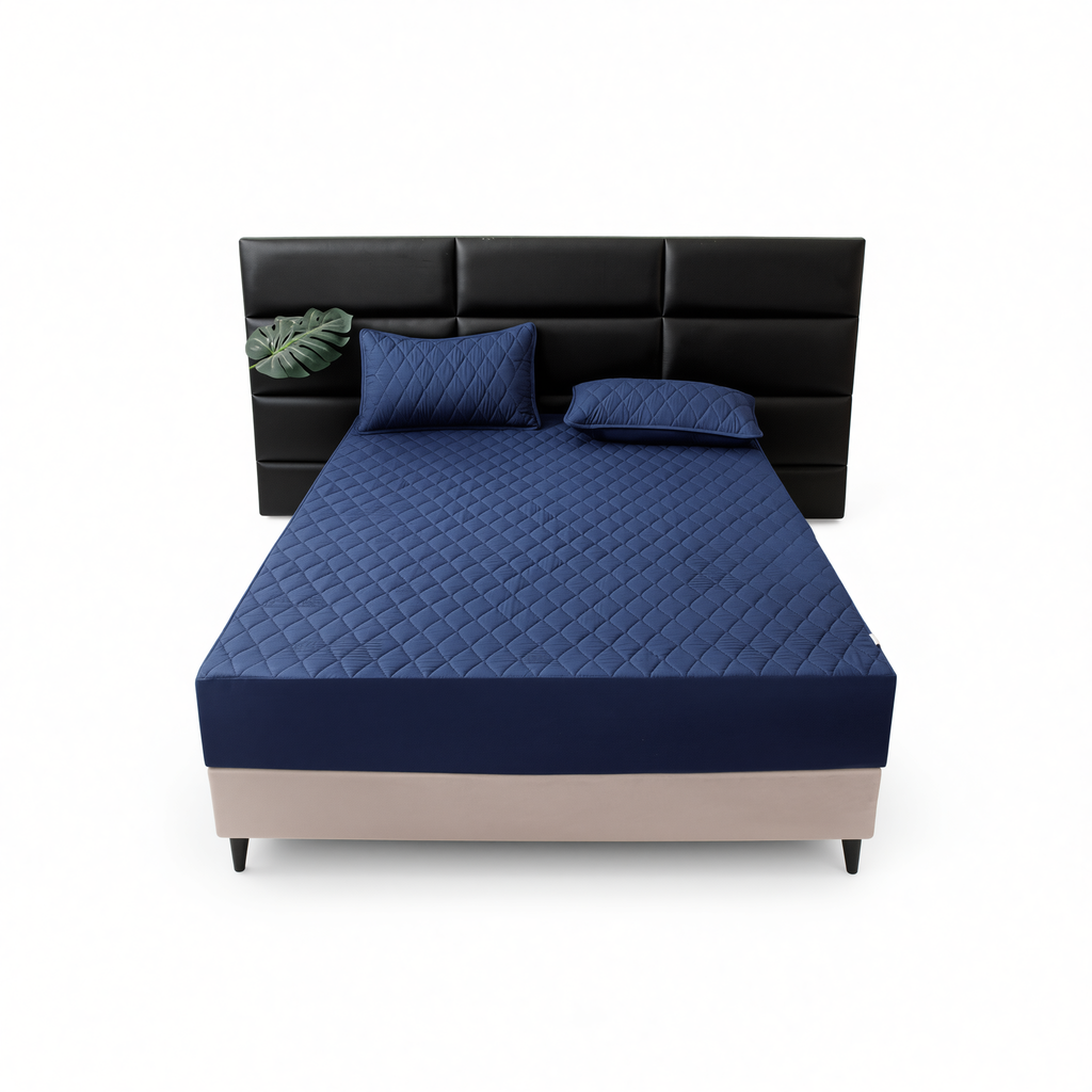 Waterproof Quilted Fitted Sheet Solid Color Toddler Milk white 1.5*2m single fitted sheet