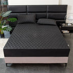 Waterproof Quilted Fitted Sheet Solid Color Toddler Classic black 1.8*2.2m single fitted sheet