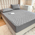 Waterproof Quilted Fitted Sheet Solid Color Toddler High-grade gray 1.5*2m single fitted sheet