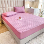 Waterproof Quilted Fitted Sheet Solid Color Toddler Red bean paste 1.2*2m single fitted sheet