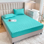 Waterproof Quilted Fitted Sheet Solid Color Toddler Elegant green 1.8*2m single fitted sheet