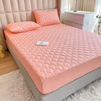 Waterproof Quilted Fitted Sheet Solid Color Toddler Noble jade 0.9*2m single fitted sheet