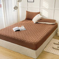 Waterproof Quilted Fitted Sheet Solid Color Toddler Dark coffee A pair of pillowcases