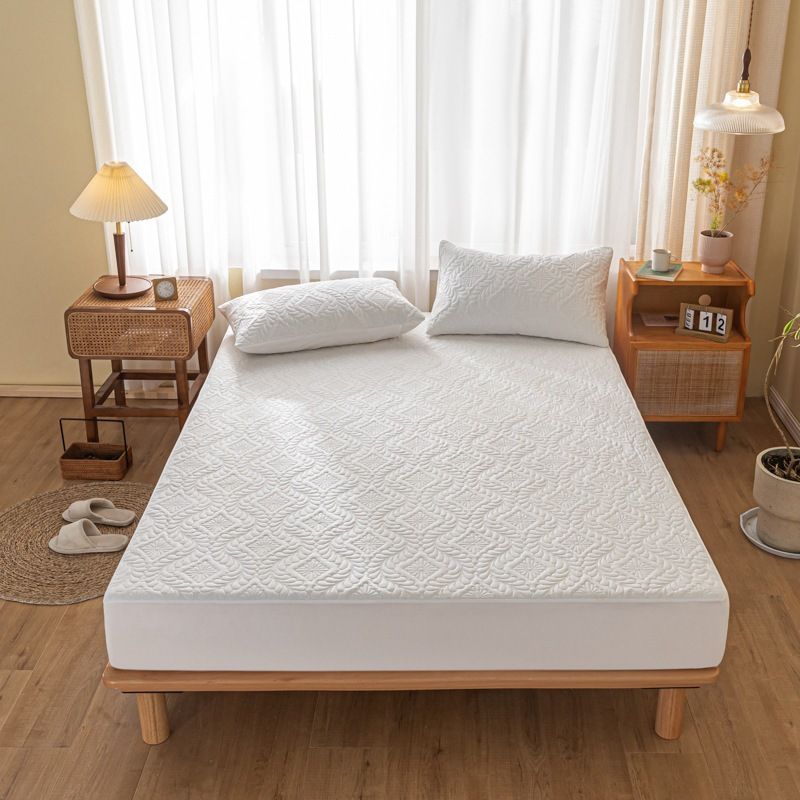 Waterproof Quilted Fitted Sheet Solid Color Toddler Phoenix pattern white 1.5*2m single fitted sheet