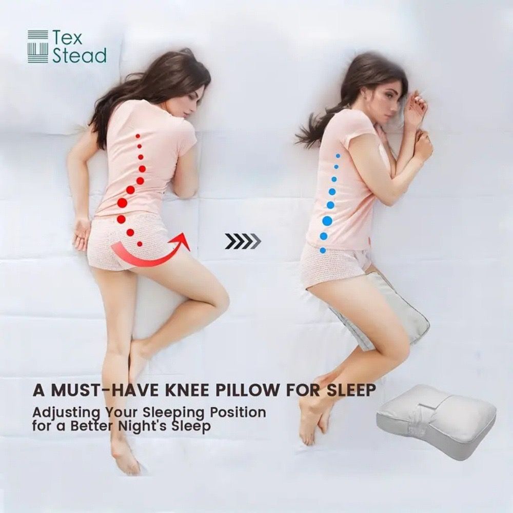 Sleeping Knee Pillow with Adjustable Strap – Contoured Leg Pillow for Side Sleepers, Pregnant Women, and Neck Support, Breathable Fabric Cover with Shredded Memory Foam Fill, White and Light Gray Options (White)
