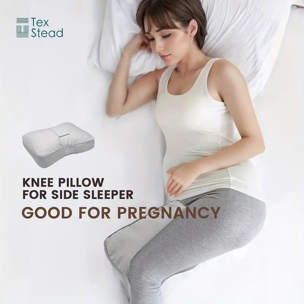 Sleeping Knee Pillow with Adjustable Strap – Contoured Leg Pillow for Side Sleepers, Pregnant Women, and Neck Support, Breathable Fabric Cover with Shredded Memory Foam Fill, White and Light Gray Options (White)