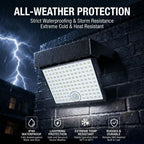 Solar Powered Outdoor LED Floodlight with Remote Control and Motion Sensor, Dual Charging via Solar and USB, Weatherproof Wall Light for Driveway Garden Patio, Choice of 6000K Daylight or 3000K Warm Glow (6000K White，2PCS)