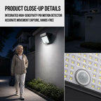 Solar Powered Outdoor LED Floodlight with Remote Control and Motion Sensor, Dual Charging via Solar and USB, Weatherproof Wall Light for Driveway Garden Patio, Choice of 6000K Daylight or 3000K Warm Glow (6000K White，2PCS)
