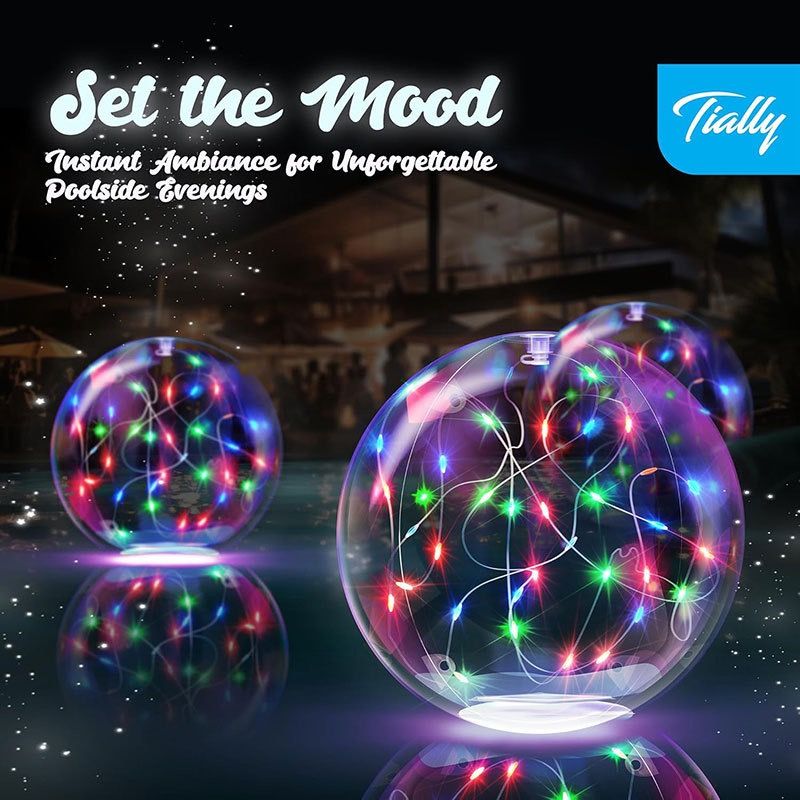 Solar-Powered Inflatable Floating Globe Lights – 2-Pack with Remote, Waterproof LED Sphere Decor for Pool, Garden, Patio & Yard, Auto On/Off, Weatherproof Ambient Lighting for Evening Parties and Outdoor Relaxation (2PCS（Colorful Light）)