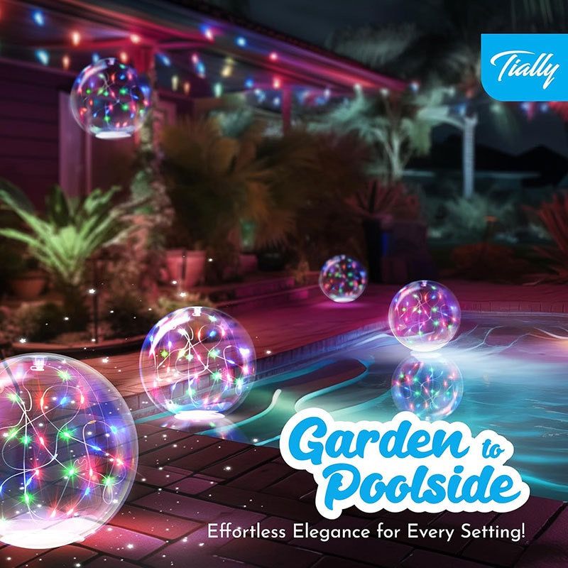 Solar-Powered Inflatable Floating Globe Lights – 2-Pack with Remote, Waterproof LED Sphere Decor for Pool, Garden, Patio & Yard, Auto On/Off, Weatherproof Ambient Lighting for Evening Parties and Outdoor Relaxation (2PCS（Colorful Light）)