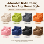 Kids Single Sofa Chair with Corduroy Fabric and Storage Pocket, Cozy Bean Bag Lounger for Children Bedroom and Home Reading Nook (DarkGrey)