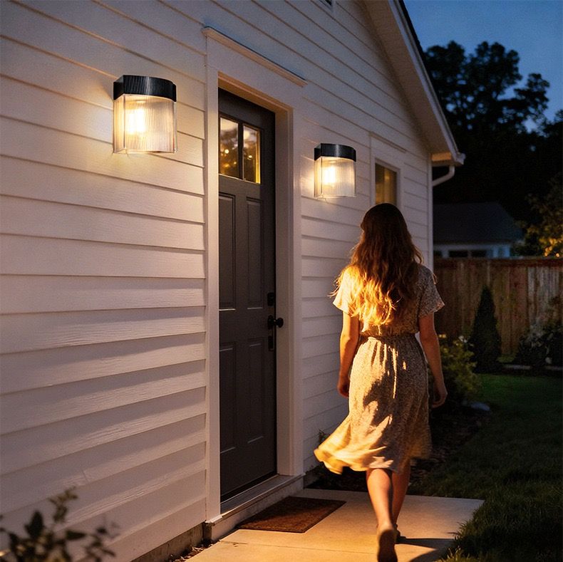 Solar Powered Outdoor Wall Lamp with Radar Motion Sensor, Dual Installation as Wall Mount or Ground Spike, Rechargeable Garden Path Light, Warm White Glow for Patio, Lawn, and Entryway Illumination (Warm Light, 2PCS)