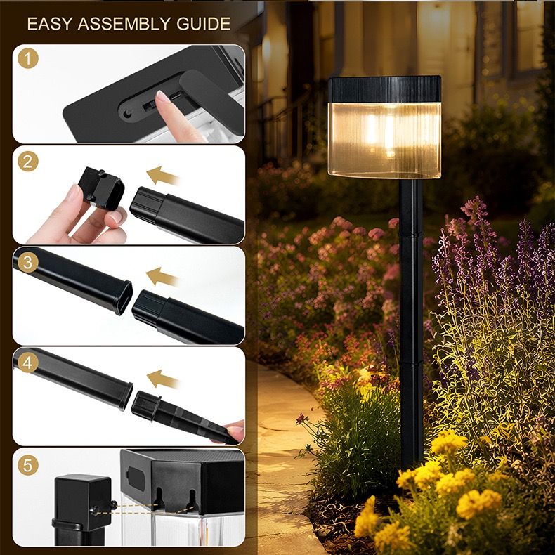 Solar Powered Outdoor Wall Lamp with Radar Motion Sensor, Dual Installation as Wall Mount or Ground Spike, Rechargeable Garden Path Light, Warm White Glow for Patio, Lawn, and Entryway Illumination (White Light, 4PCS)