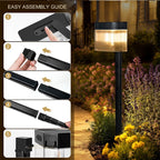 Solar Powered Outdoor Wall Lamp with Radar Motion Sensor, Dual Installation as Wall Mount or Ground Spike, Rechargeable Garden Path Light, Warm White Glow for Patio, Lawn, and Entryway Illumination (White Light, 4PCS)