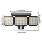 120-LED Solar Motion Sensor Outdoor Wall Light, 3 Adjustable Heads with 270° Coverage, 800 Lumens Super Bright, 3 Modes Security Lighting for Garage, Yard, Pathway and Fence (1PCS)