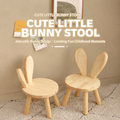 Cute Bunny Ear Solid Wood Stool for Kids, Natural Finish Children's Chair for Living Room Playroom Bedroom, Decorative Nursery Furniture (Natural)