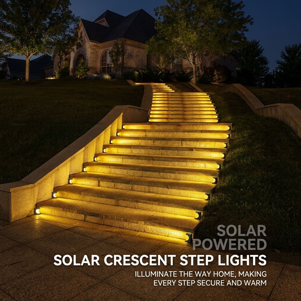 Solar Crescent Moon Step Light with Monocrystalline Silicon Panel, ABS & PS Construction, IP65 Waterproof, 3000K Warm White or 6000K Cool White Options for Outdoor Garden Paths, Driveways, and Wooden Deck Stairs (24PCS, Cool White Light)