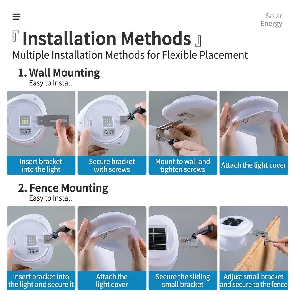 Solar Powered Fence Light with Durable ABS+PC Housing, Monocrystalline Silicon Panel, and Adjustable Mounting Clip for Outdoor Garden, Patio, Deck, and Walkway Illumination in Warm White or Cool White (16PCS, Black Housing‑Cool White Light)
