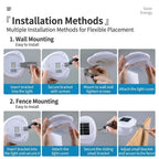Solar Powered Fence Light with Durable ABS+PC Housing, Monocrystalline Silicon Panel, and Adjustable Mounting Clip for Outdoor Garden, Patio, Deck, and Walkway Illumination in Warm White or Cool White (16PCS, Black Housing‑Cool White Light)