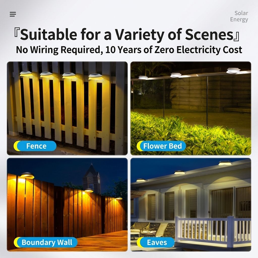 Solar Powered Fence Light with Durable ABS+PC Housing, Monocrystalline Silicon Panel, and Adjustable Mounting Clip for Outdoor Garden, Patio, Deck, and Walkway Illumination in Warm White or Cool White (16PCS, White Housing‑Warm White Light)