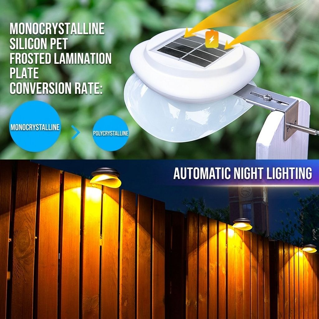 Solar Powered Fence Light with Durable ABS+PC Housing, Monocrystalline Silicon Panel, and Adjustable Mounting Clip for Outdoor Garden, Patio, Deck, and Walkway Illumination in Warm White or Cool White (16PCS, White Housing‑Warm White Light)