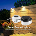 Solar Powered Fence Light with Durable ABS+PC Housing, Monocrystalline Silicon Panel, and Adjustable Mounting Clip for Outdoor Garden, Patio, Deck, and Walkway Illumination in Warm White or Cool White (4PCS, Black Housing‑Warm White Light)