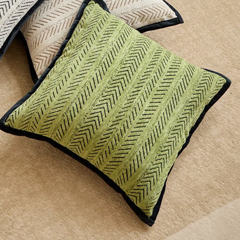 Throw Pillow Covers - Pack of 2 Pillows - Light Green 17.7X17.7 Inch- Indian Jacquard Cover-Cover Only