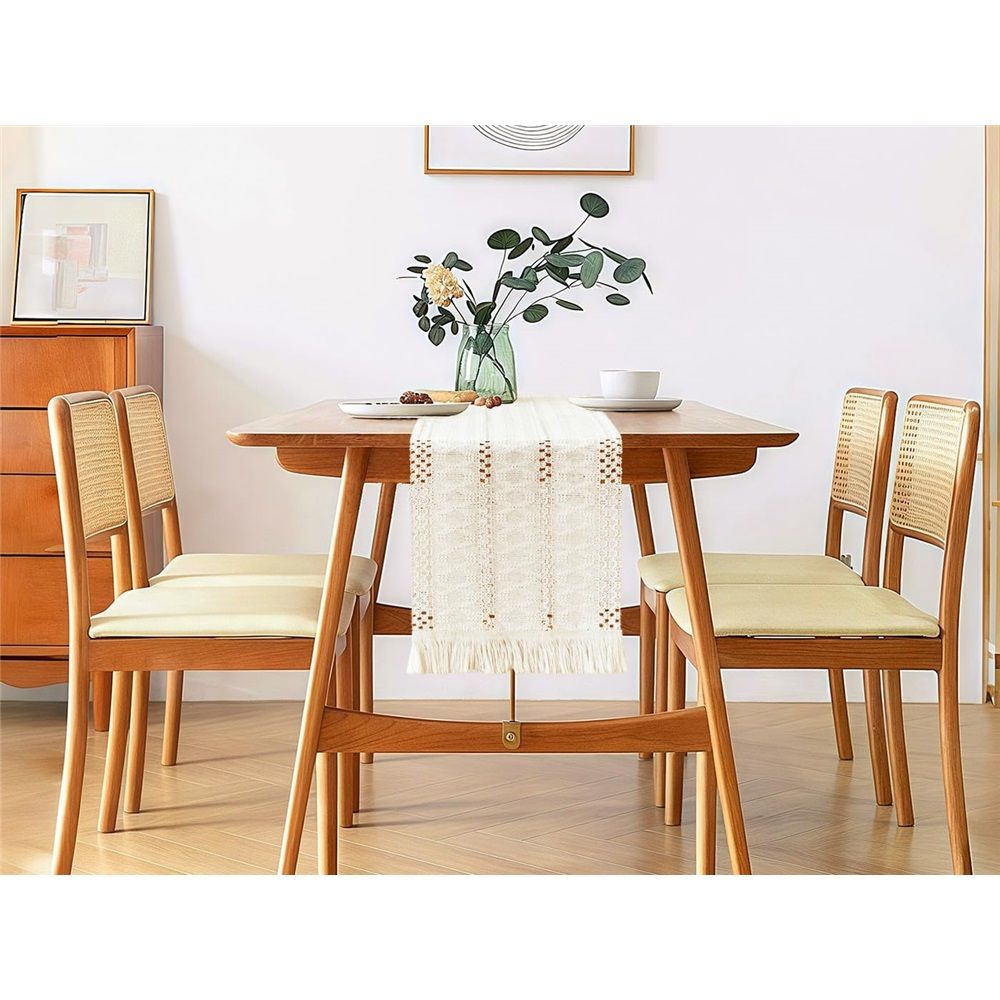 2 pack tablecloth with Tassels, Fall tablecloth Rustic Farmhouse Table Runners for Bohemian Dining Bedroom Kitchen Decor 12x48 Inches（only tablecloth）