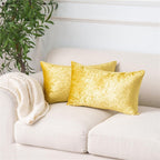 Set of 2 Gold Throw Pillow Covers Super Soft Pillows Lumbar Modern Rectangle Decorative Bed Pillow Cover for Couch Patio, 12x20 inches, Gold（Only pillow cover）