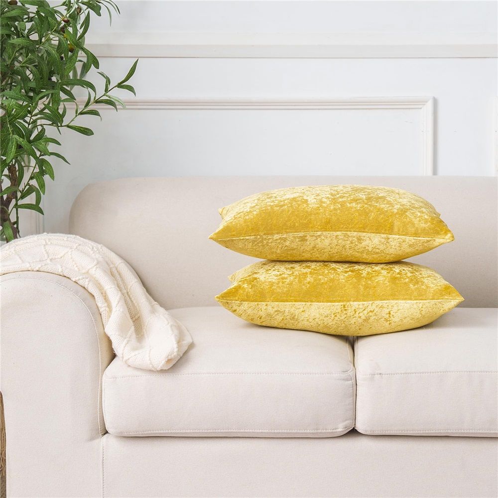 Set of 2 Gold Throw Pillow Covers Super Soft Pillows Lumbar Modern Rectangle Decorative Bed Pillow Cover for Couch Patio, 12x20 inches, Gold（Only pillow cover）